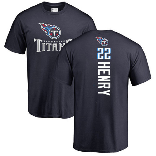 Tennessee Titans Men Navy Blue Derrick Henry Backer NFL Football #22 T Shirt